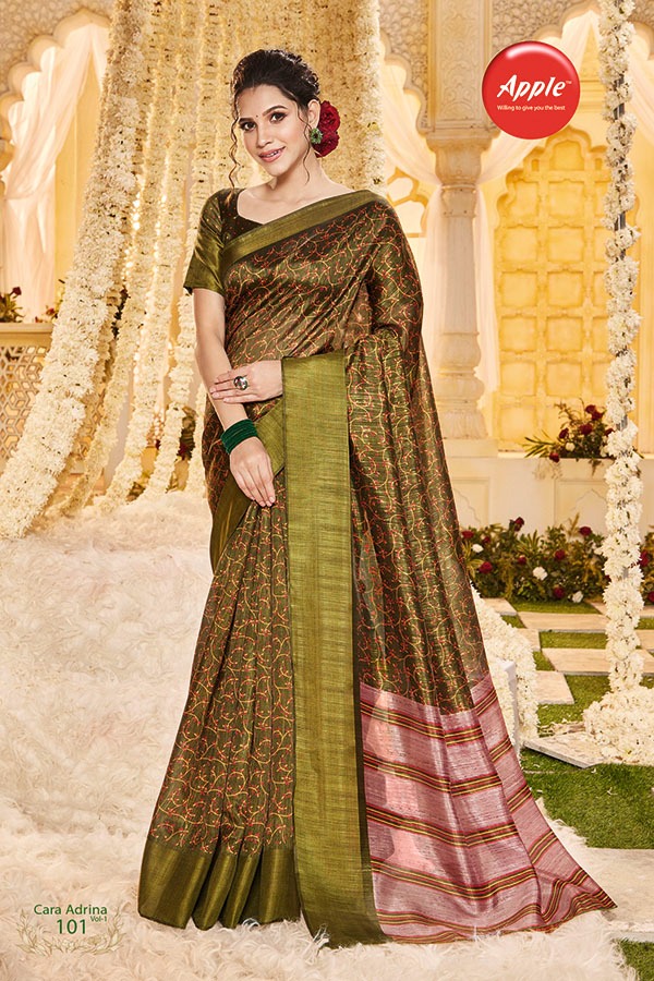 Apple Cara Adrina 1 Latest Fancy Ethnic Wear Silk Printed Saree Collection