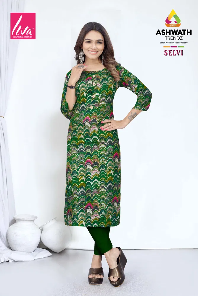 3 Selvi Ultra Premium Rayon Foil Printed Wholesale Kurti Suppliers In India