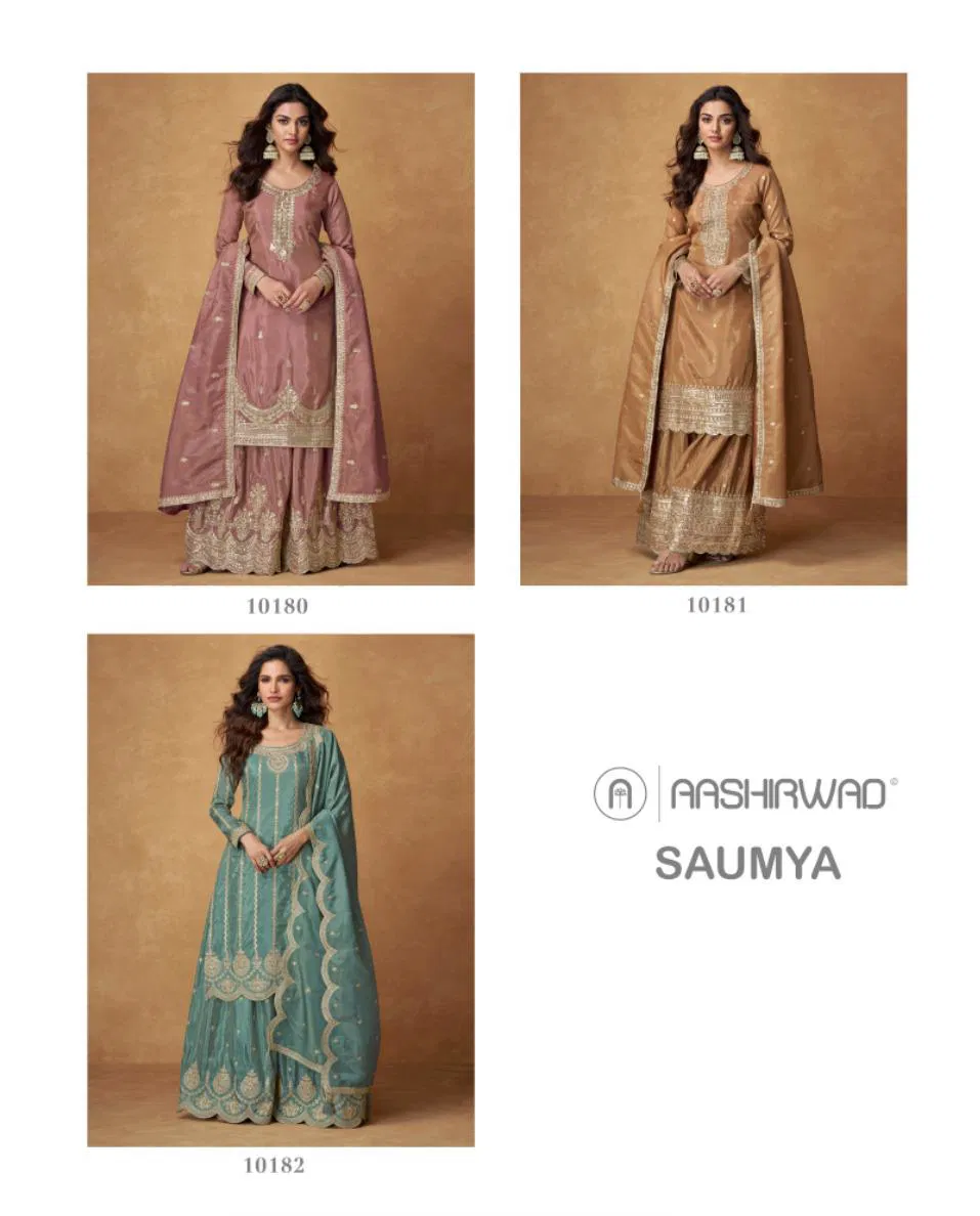 Saumya By Aashirwad Organza Readymade Suits Wholesale Shop In Surat