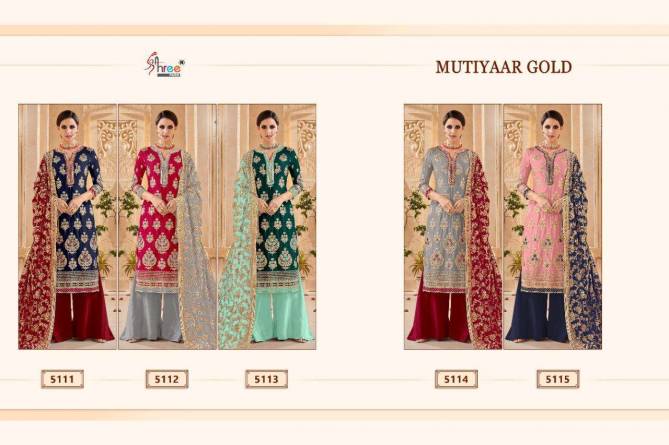 ShreeFab  Mutiyaar Gold Latest Designer Heavy Embroidery Work Salwar Suit Collection With Pure Chinon Heavy Embroidery & Four side Embroidered Lace Dupatta 