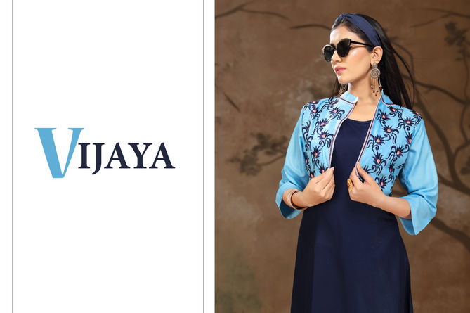 Ft Vijaya Latest Fancy Designer Ethnic Wear Rayon Jacket Designer Kurtis Collection
