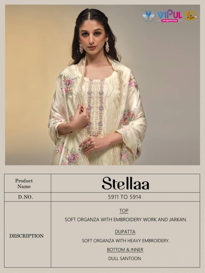 Stella By Vipul Soft Organza Embroidery Bulk Salwar Kameez Orders In India