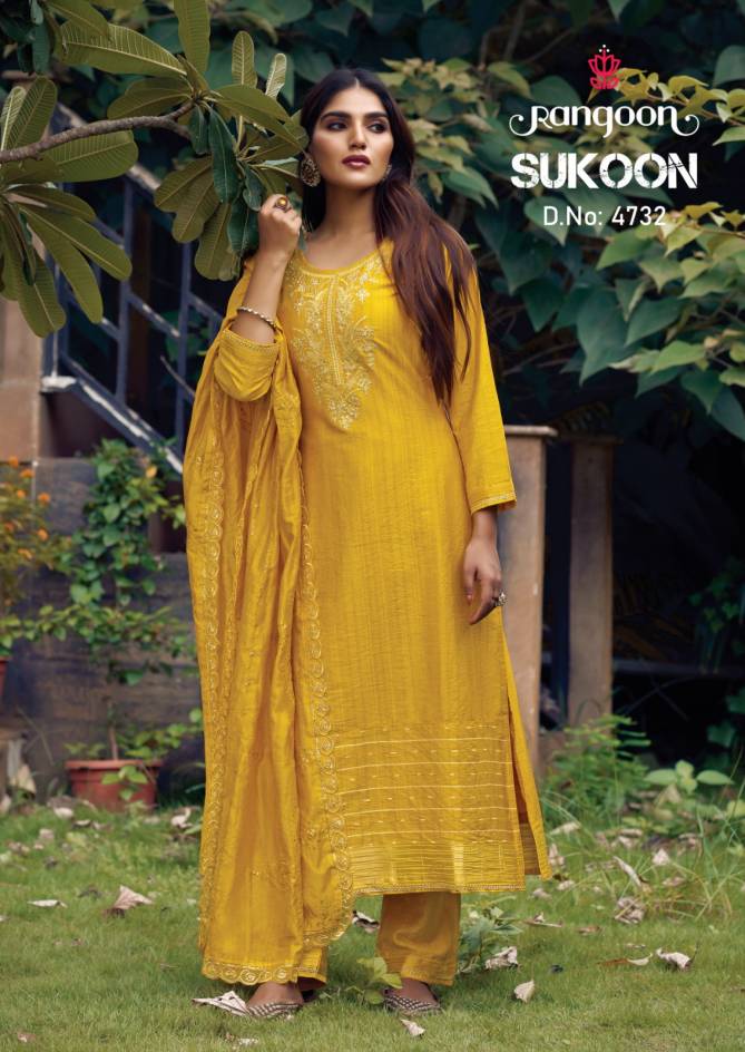 Rangoon Sukoon Jacquard Embroidery Readymade Suits
