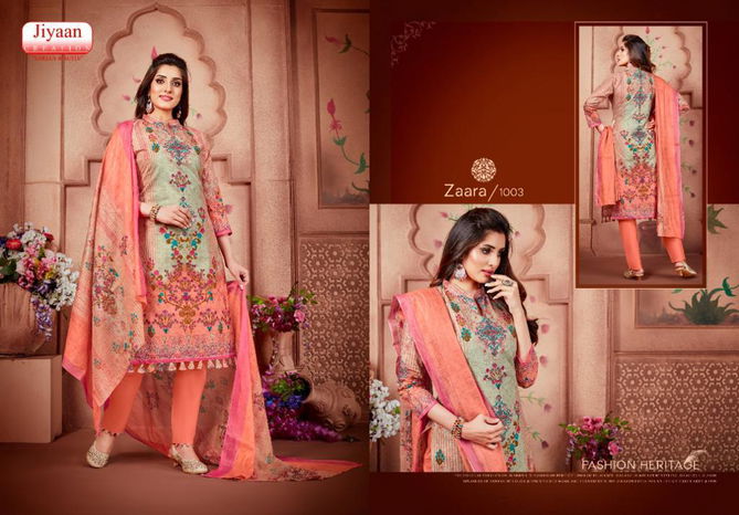 Jiyaan Zaara Fancy Designer Fancy Regular Casual Wear Printed Cotton Salwar Suit Collection
