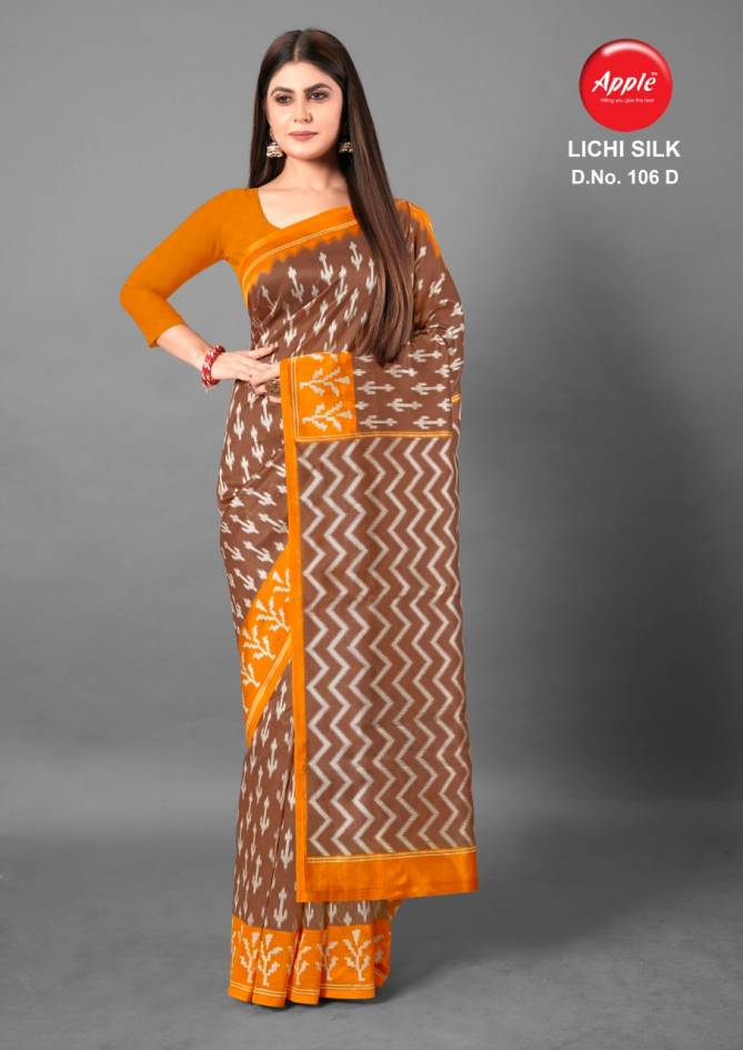 Apple Lichi Silk 106 Latest Fancy Designer Ethnic Regular Wear Art Silk Saree Collection
