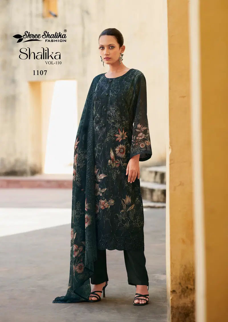 Shree Shalika Vol 110 Embroidery Printed Georgette Suits Suppliers In India