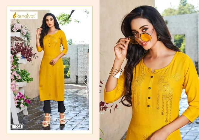 Rangjyot Manjula 1 Latest Fancy Designer Heavy Rayon Casual Wear Kurti With Bottom Collection
