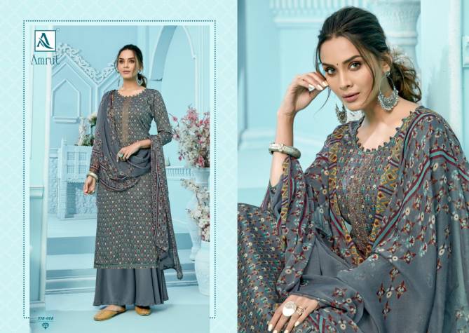 Alok Amrut Fancy Casual Wear Pure jam Cotton Digital Style Print with Embroidery and Swarovski Diamond Cotton Designer Dress Material Collection
