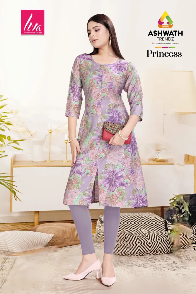 Princess Stylish Chanderi Foil Printed Kurti Wholesale Price In Surat