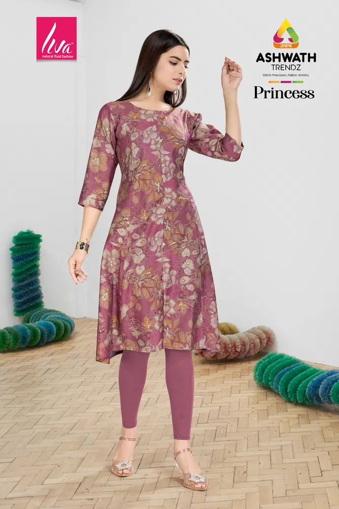 Princess Stylish Chanderi Foil Printed Kurti Wholesale Price In Surat