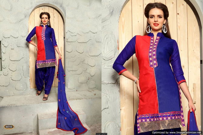 Latest Designer Embroidered Punjabi Dress Material With Nazmeen Dupatta 