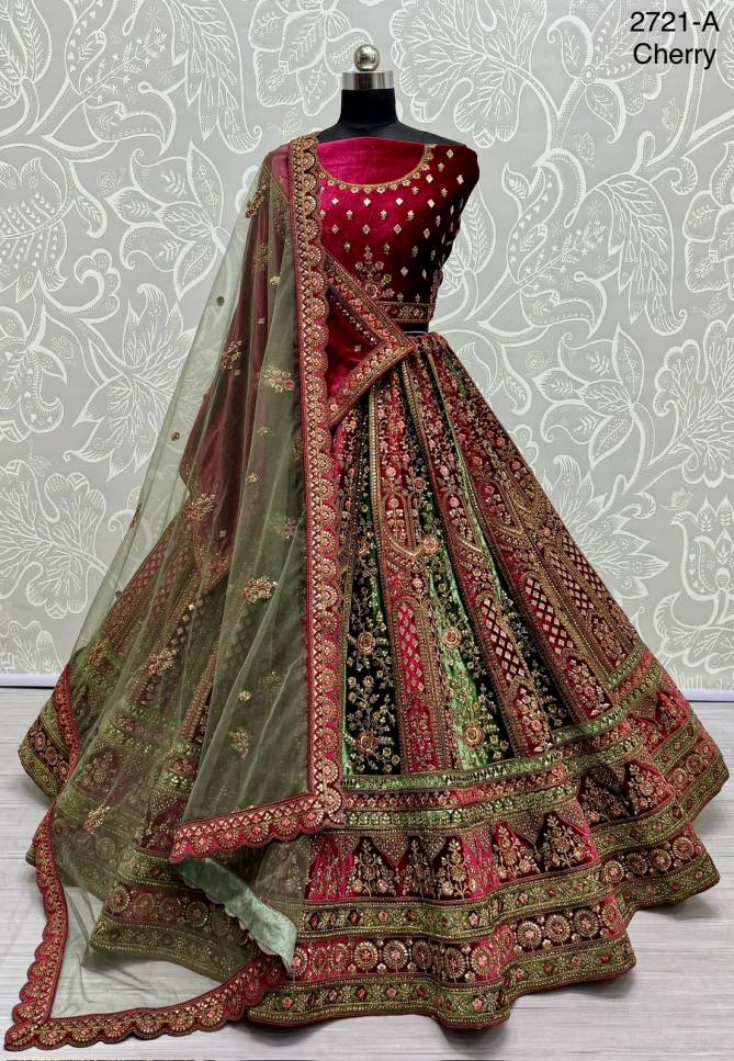 2721 By Anjani Art Heavy Velvet Embroidery Bridal Lehenga Choli Exporters In India