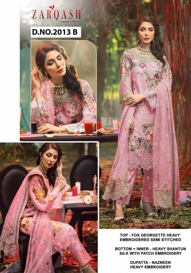 Zarqash Adan Hits 2013 Latest Fancy Designer Festive Wear Fox Georgette With Embroidery Work Pakistani Salwar Suit Collection
