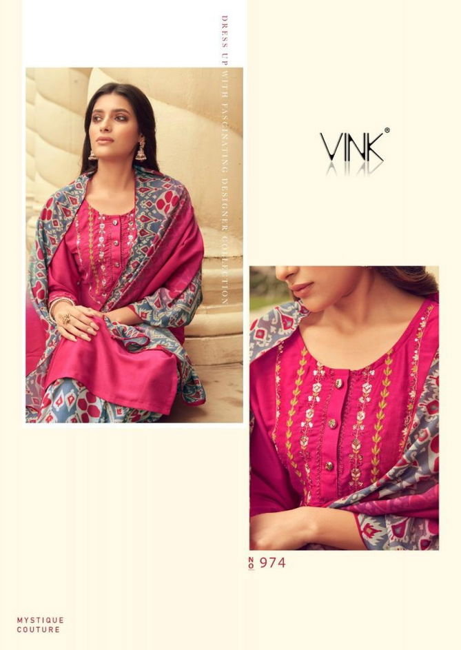 Vink Dreams Fancy Latest Collection Of Pure viscose silk With Handwork & Embroidery With Digital Printed Pant And Dupatta