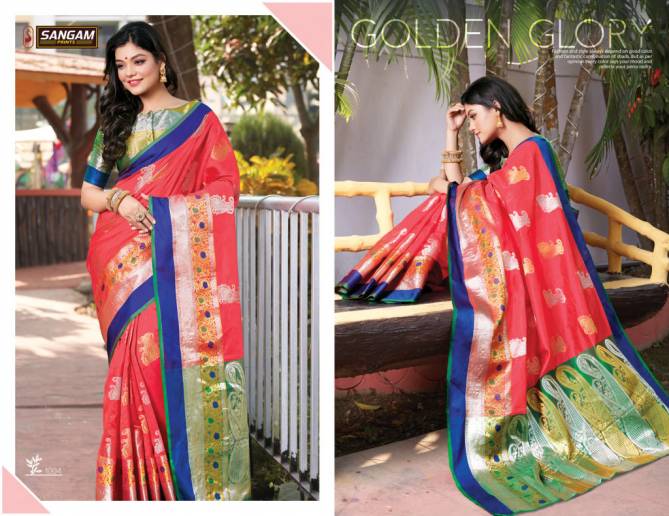 Sangam Paithani Latest Fancy Designer Heavy Silk Party Wear Saree Collection

