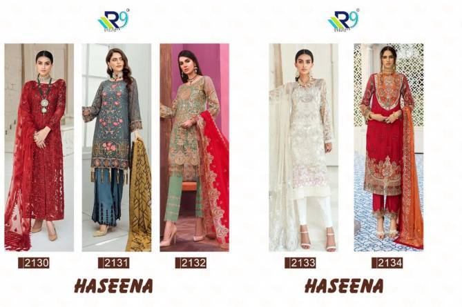 R9 Haseena Latest Designer Collection Of Faux Georgette Pakistani Salwar Suit With Embroidery Work And Handwork 