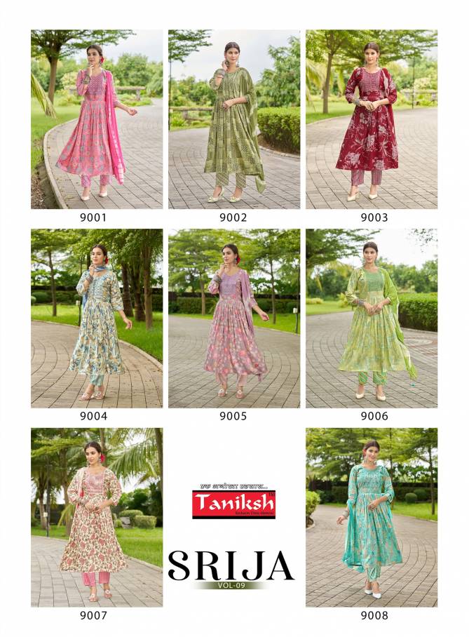 Srija Vol 9 By Taniksh Rayon Printed Kurti With Bottom Dupatta Exporters In India