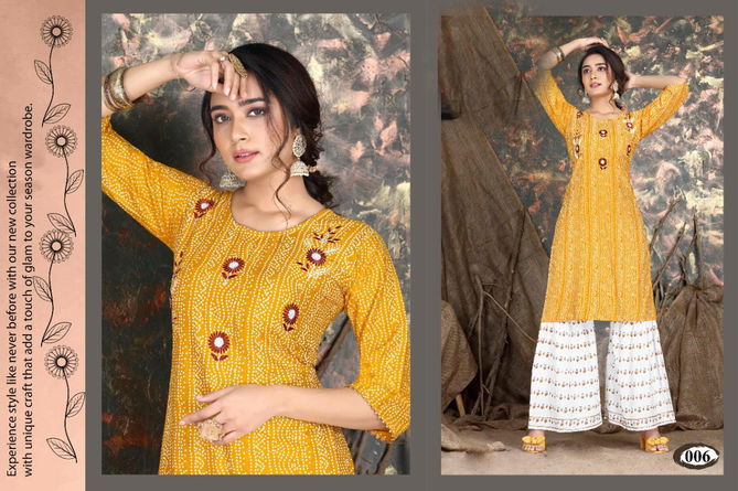 Beauty Queen Bandhani 2 Fancy Casual Wear Rayon Kurti With Bottom Collection