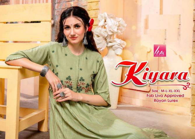 Liva Kiyara Latest Fancy Wear Rayon Lurex Designer Kurti Collection