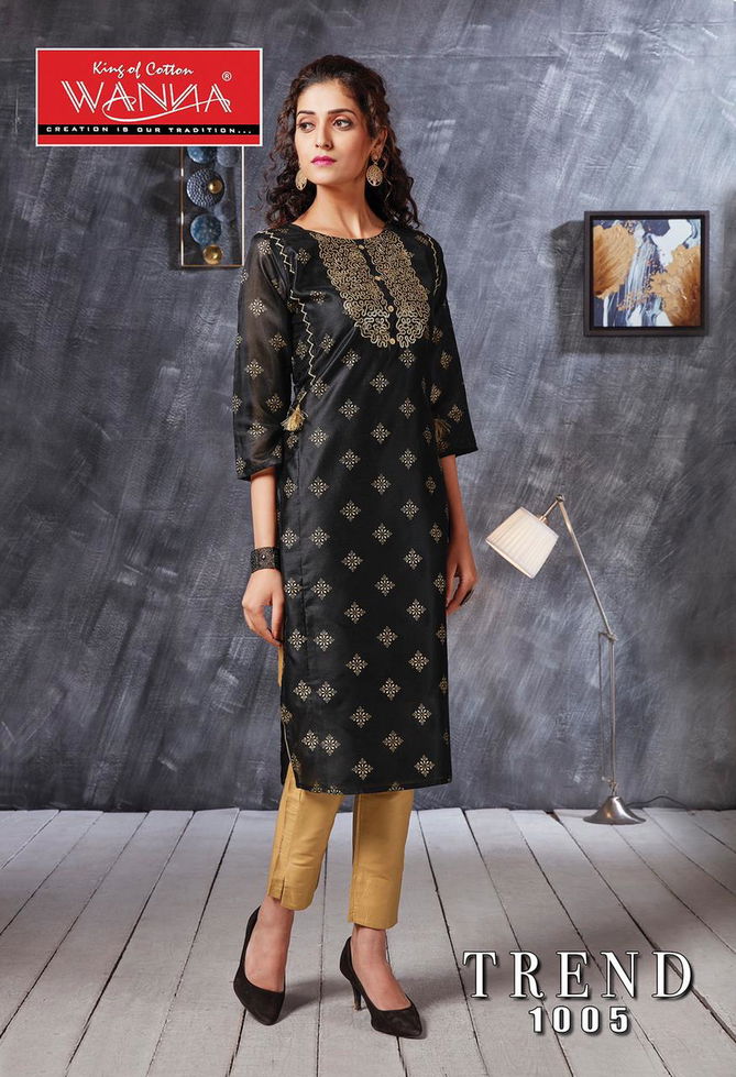 Wanna Trend Designer Latest Fancy Ethnic Wear Kurti With Jam Stain Pant Bottom Collection
