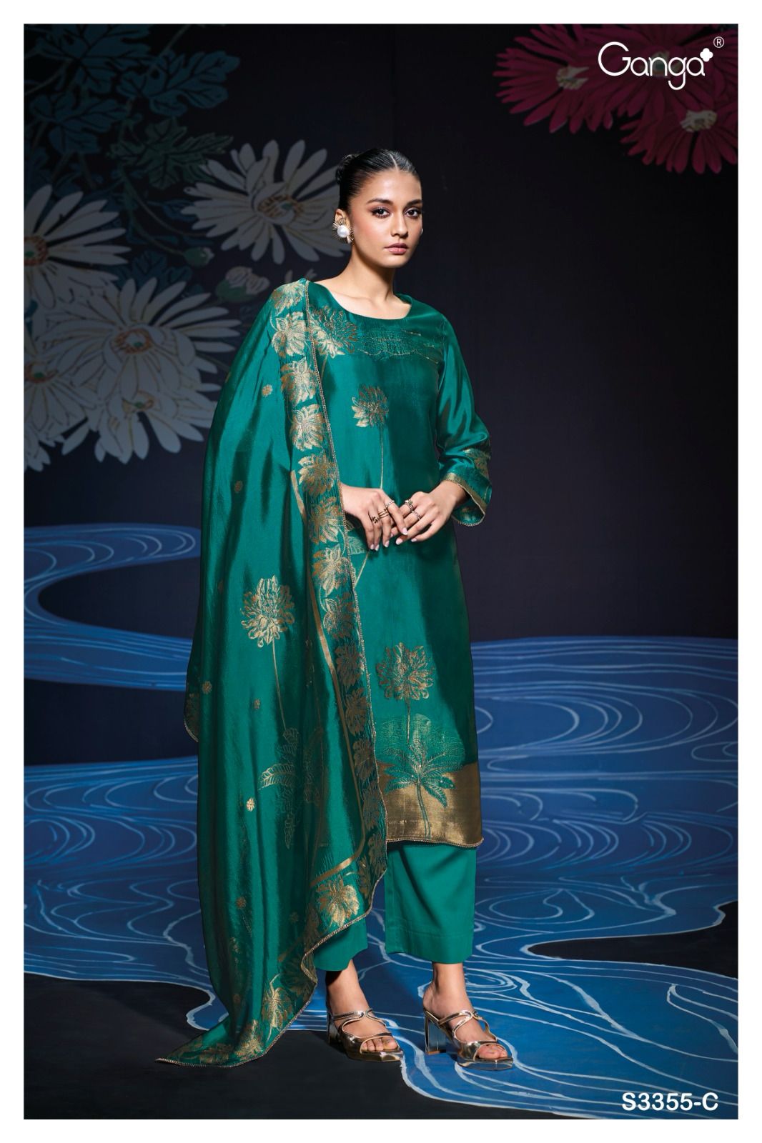 Nada 3355 By Ganga Visoce Designer Dress Material Suppliers In India