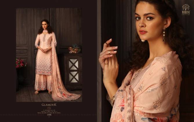 Mohini Glamour Vol 84 Exclusive Collection Of Designer Printed With Embroidery Work Natural Crape Dress Material 