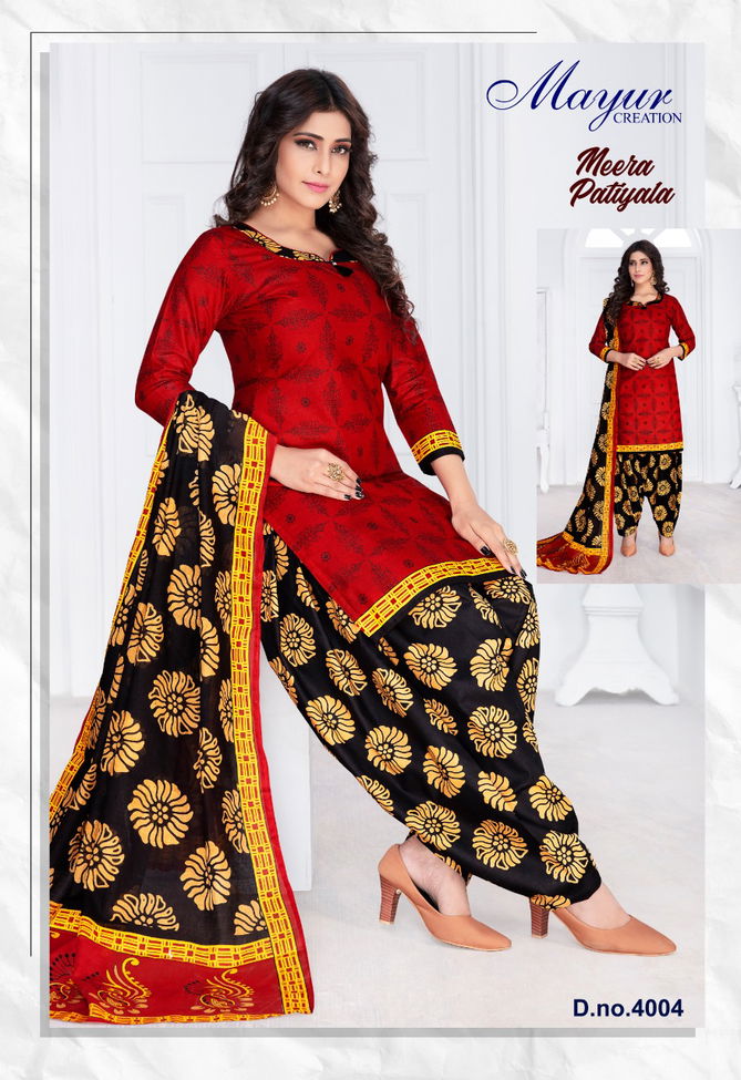 Mayur Meera Patiyala 4 Latest Fancy Regular Wear Printed Pure Cotton Readymade salwar Suit Collection
