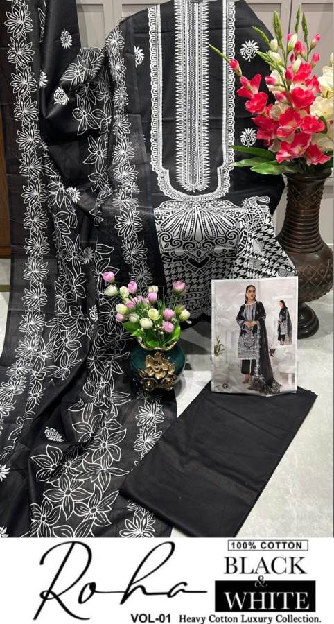 Roha Black And White Vol 1 By Keval Karachi Cotton Pakistani Readymade Suits Wholesale Online