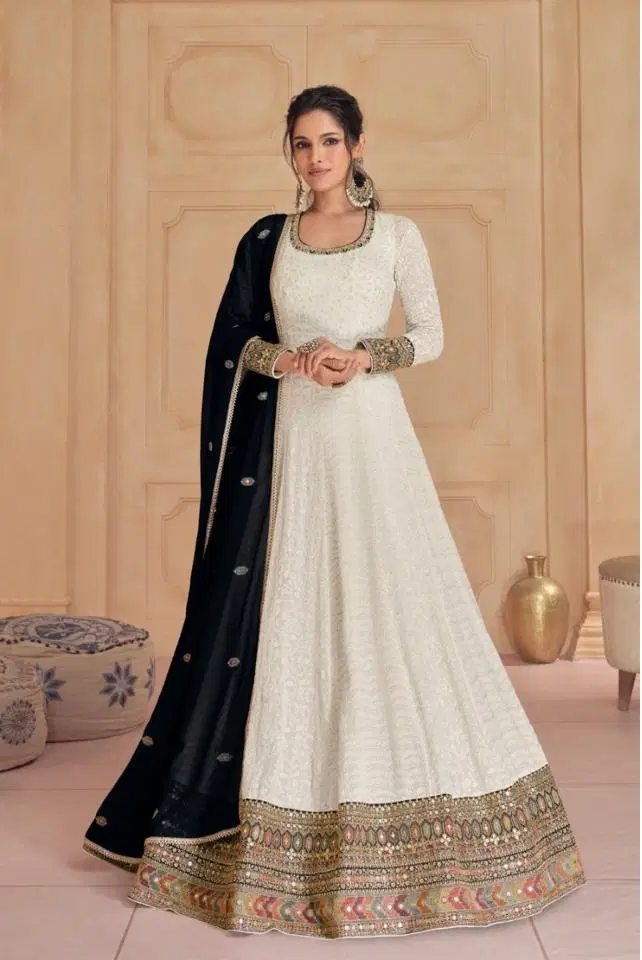 Hit Designer 5523 A to D Georgette Designer Gown With Dupatta Wholesale In India