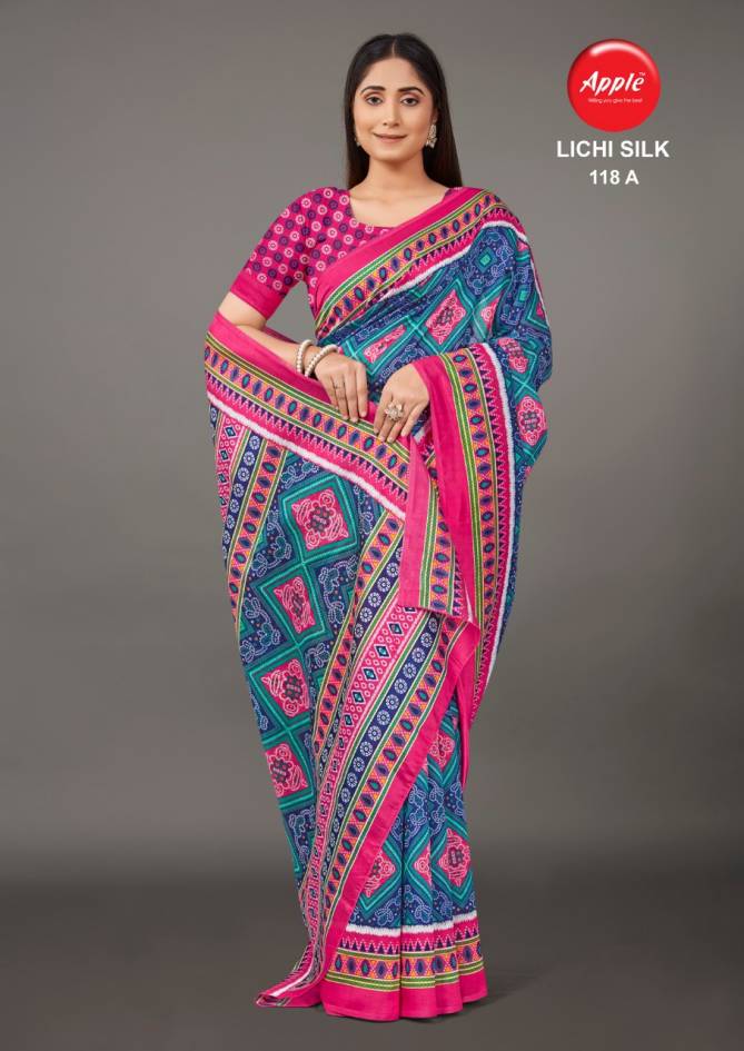 Apple Lichi Silk 118 Regular Wear Printed Silk Latest Saree Collection