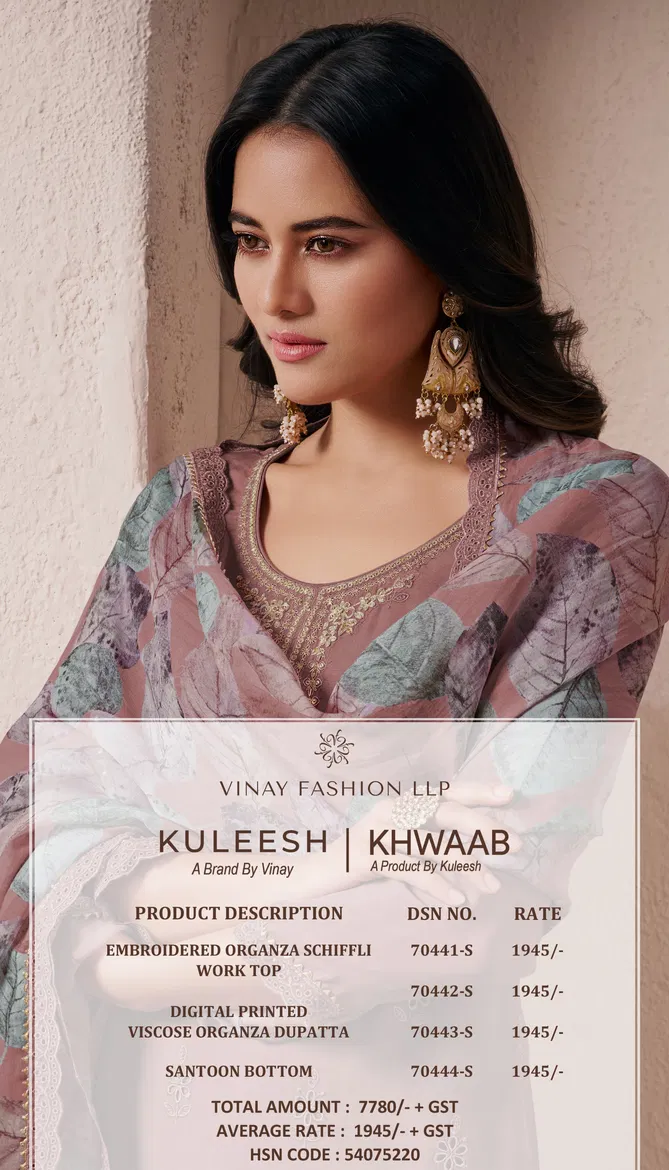 Khwaab By Vinay Kuleesh Organza Designer Salwar Kameez Orders In India