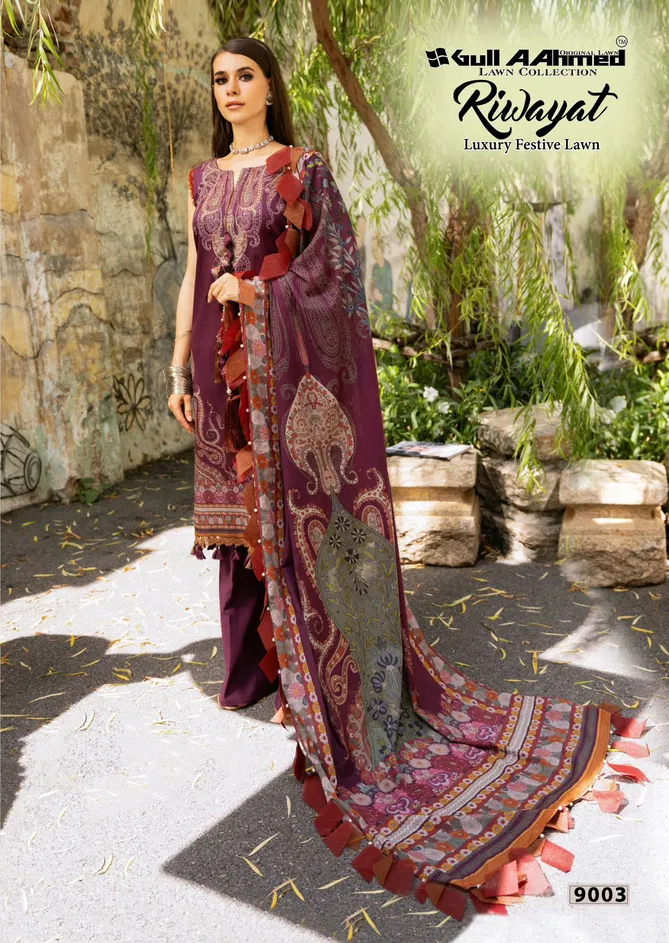 Riwayat Vol 9 By Gull A  Ahmed Lawn Cotton Pakistani Dress Material Suppliers In India