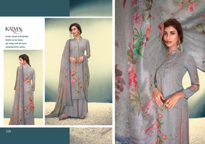 Karma Subah Latest Designer Muslin Embroidered Digital Print Dress Material Collection 