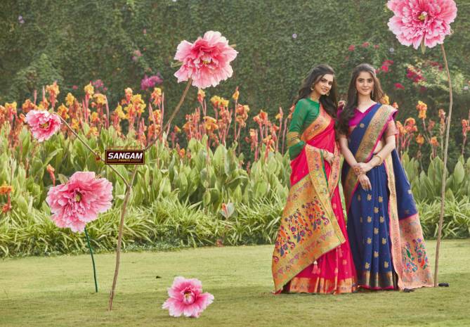 Sangam Pattu Latest Fancy Designer Festive Wear Silk Pure Soft Silk Saree Collection
