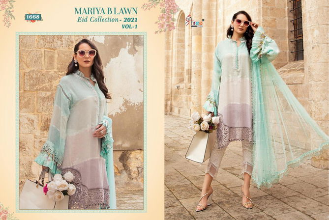 Shree Mariya B Lawn Eid Collection 2021 Vol 1 Latest Fancy Designer Festive Wear Pure Cotton Printed Pakistani Salwar Suits Collection
