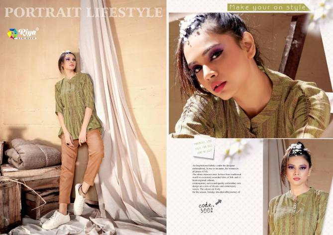 RIYA WESTERN Latest Fancy Casual Wear Handloom Cotton And Stripes With Rayon Stripes Top Collection