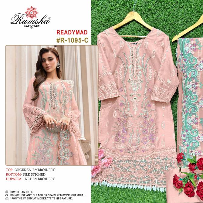 R 1095 By Ramsha Embroidery Pakistani Suits Wholesalers In Delhi