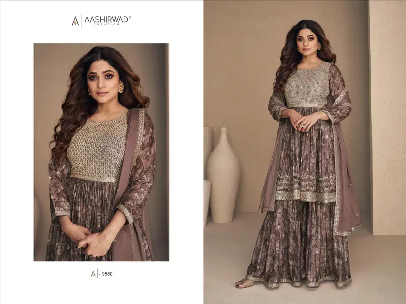 Aashirwad Gulkand Flower Designer Wedding Salwar Suit Catalog
