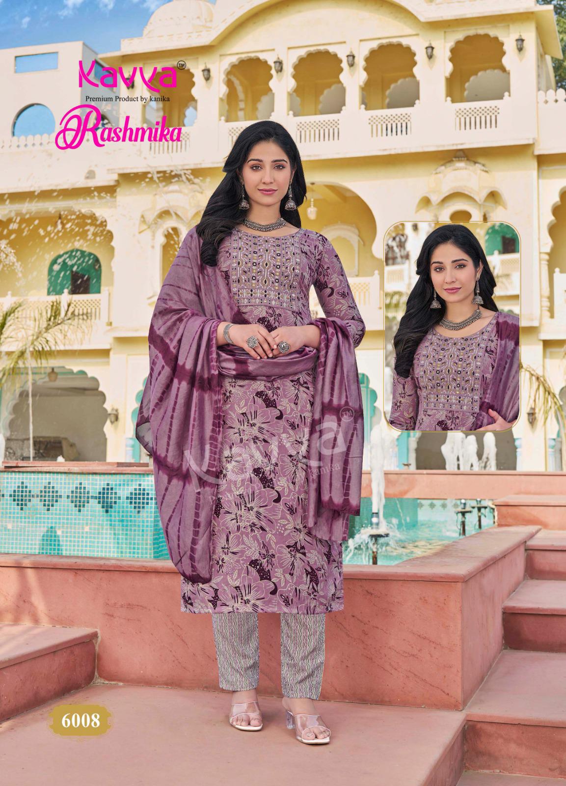 Rashmika Vol 6 By Kavya Rayon Foil Printed Kurti With Bottom Dupatta Wholesale Price