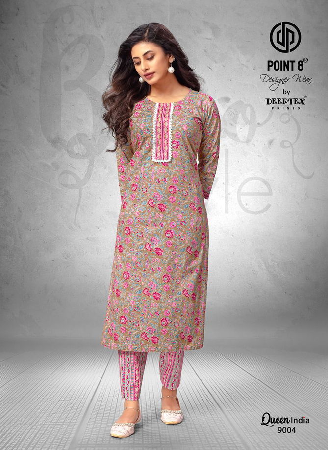 Queen India Vol 9 By Deeptex Cotton Printed Kurti With Bottom Exporters In India