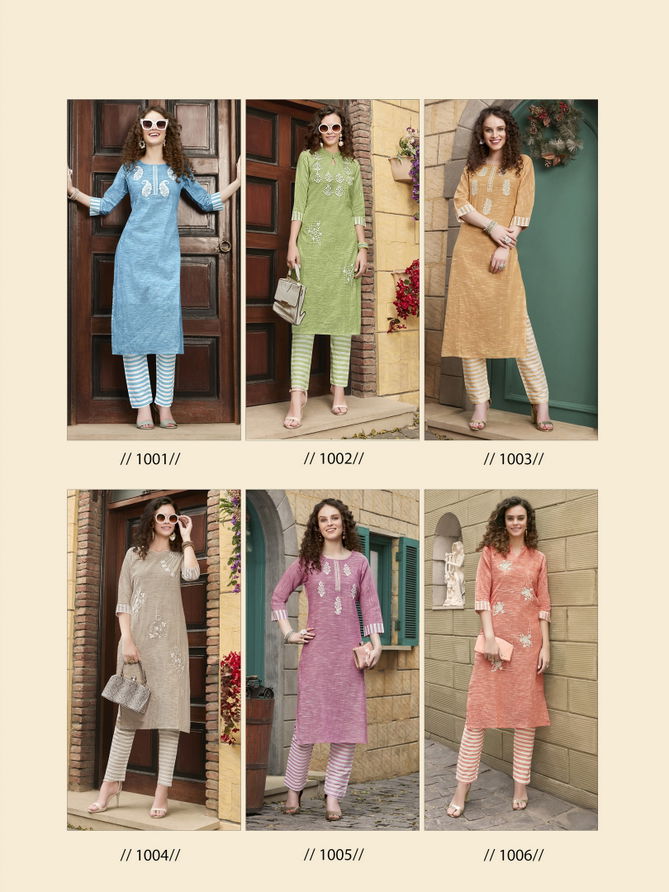 Syasii Thread Latest Fancy Designer Regular Wear Cotton With Embroidery Kurti With Bottom Collection
