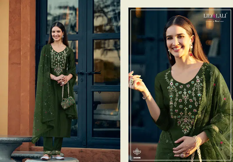 Maria 9 Vol 5 By Lily And Lali Vichitra Silk Kurti With Bottom Dupatta Orders In India