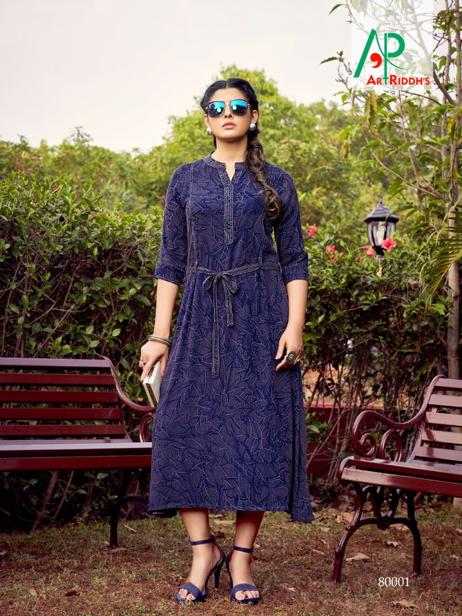 Art Riddhs Chaitanya Maxi Party Wear Style Rayon Kurti Collection
