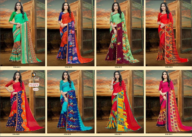 Haytee Fuzzy 20 Latest Rennial Printed With Border daily wear Saree Collection 