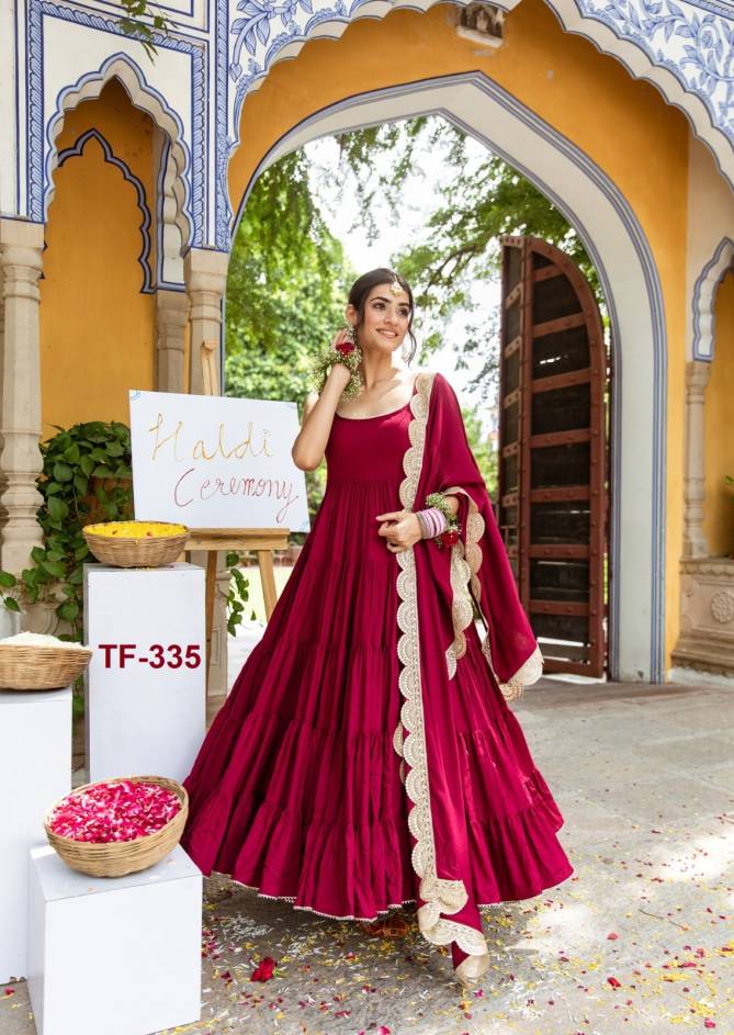 Tf 335 Maroon Colour Arya Pure Rayon Readymade Suit Wholesale In India