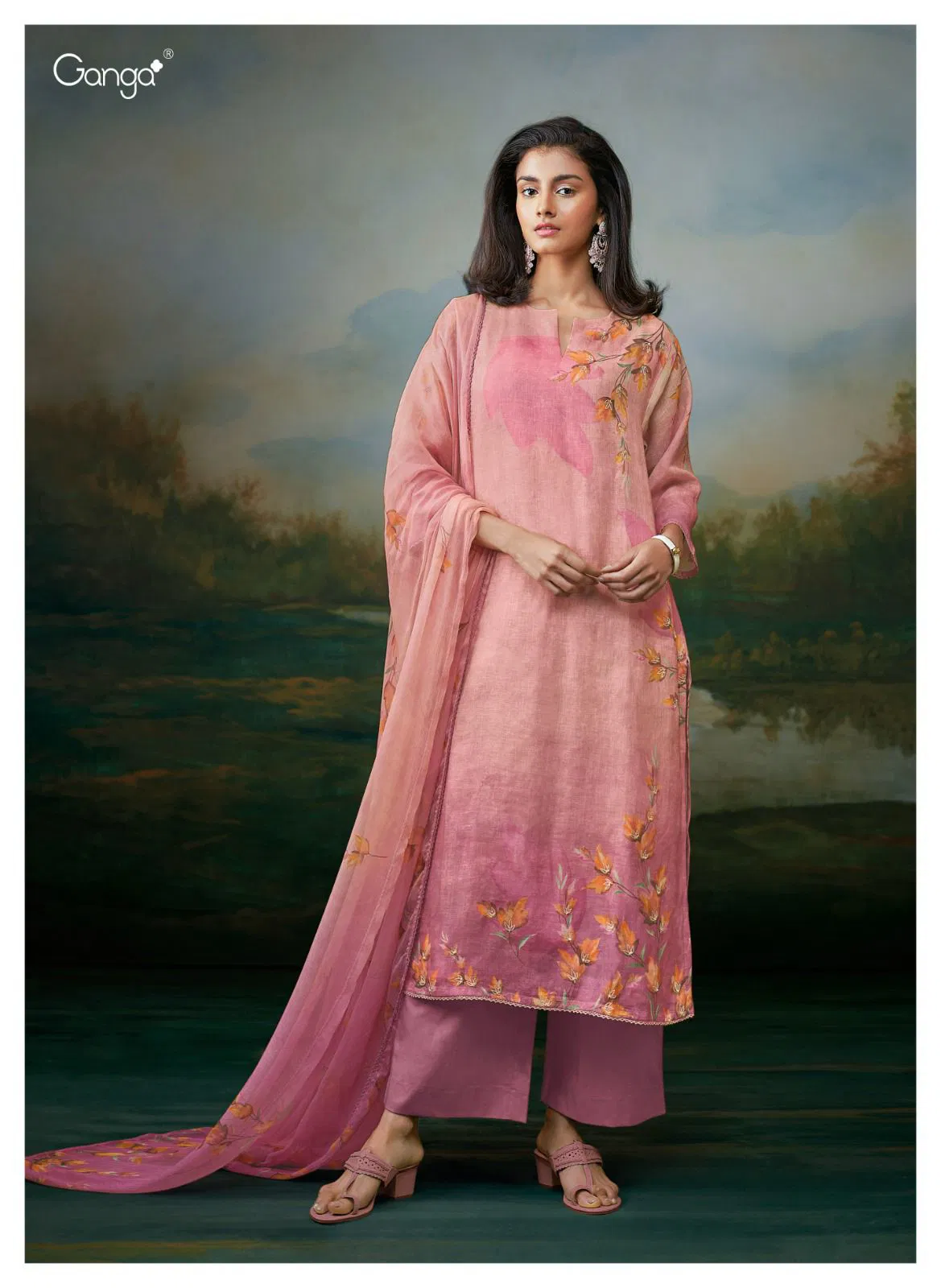 Aanvi by Ganga Cotton Linen Printed Embroidered Salwar Suit Orders In India