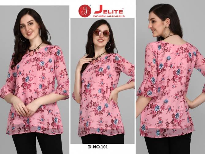 Jelite Tunic 1 Georgette Ethnic Wear Printed Ladies Top Collection

