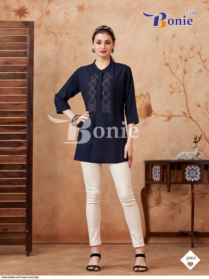 Berkha Vol 4 By Bonie Rayon Short Top Wholesale Market In Surat