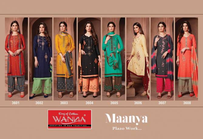 Wanna Maanya Latest Designer Plazzo Style Exclusive Rayon Casual Wear Dress Material Collection