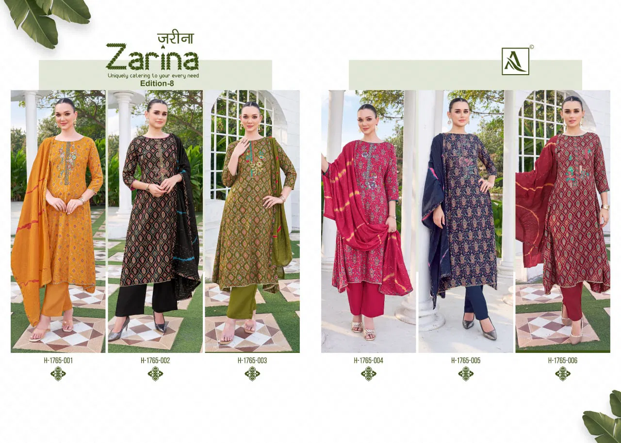  Zarina Edition by Alok  8 Viscose Rayon Printed Dress Material